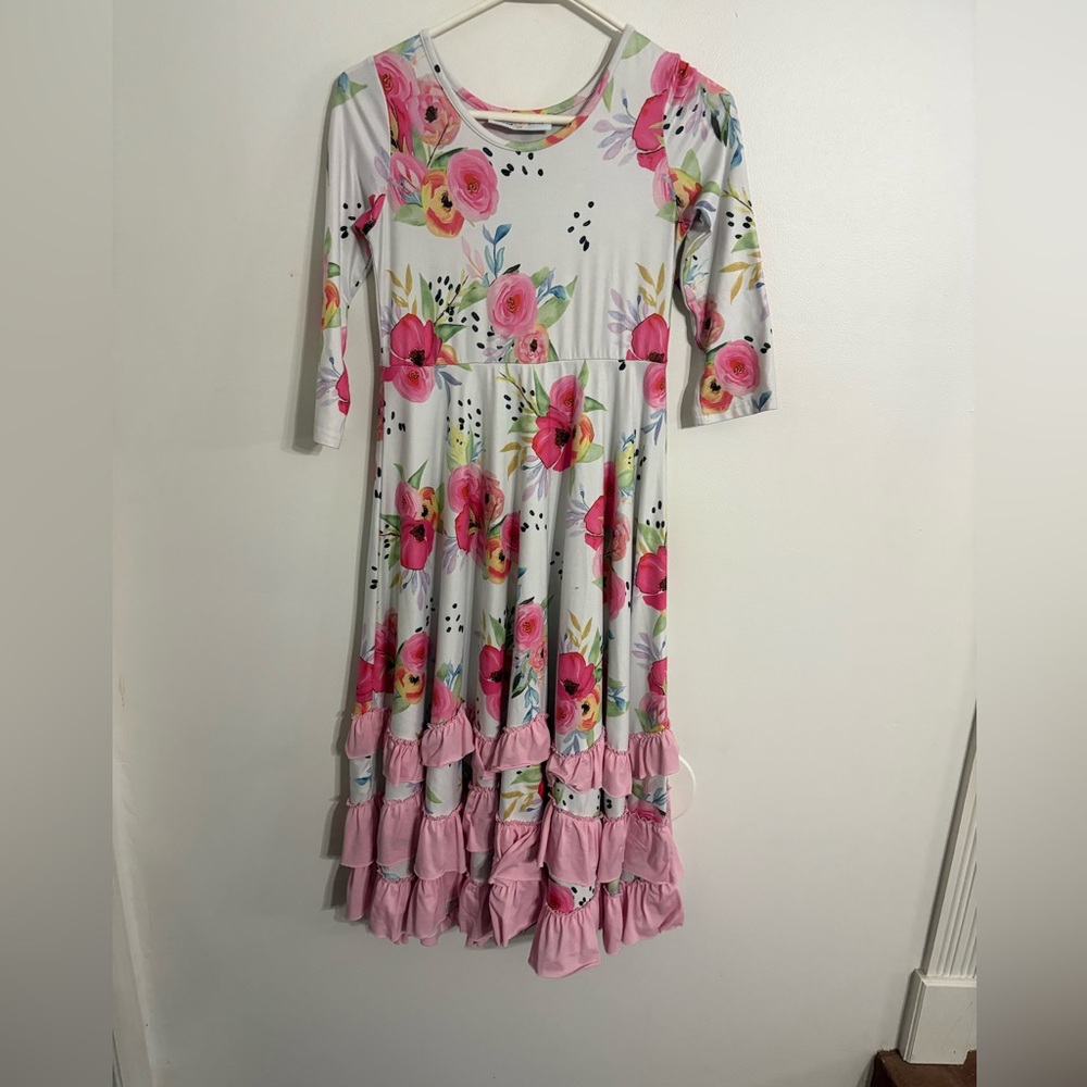 Oopsie Daisy Floral Pink Kids Dress Bottom Tiered Size 10